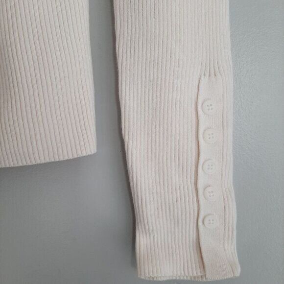 MAEVE / Anthropologie Turtleneck Button Cuffs Fine Rib Fitted Sweater M Flawed - Picture 14 of 16